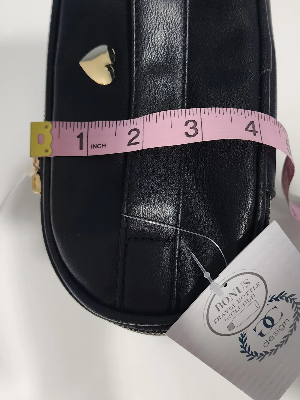 Quilted Black Leatherette Vanity Case with Gold Hardware - Picture 9 of 12